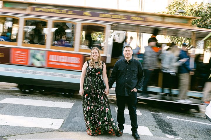 Russian Hill Trolly Engagement Photos in San Francisco